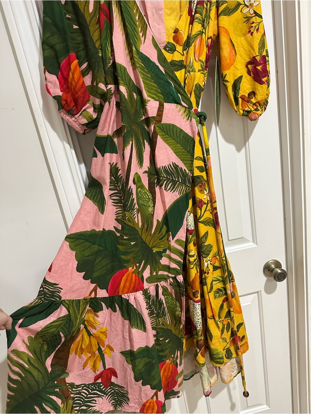 FARM Rio Pink & Yellow Tropical wrap Maxi Dress - Picture 3 of 7